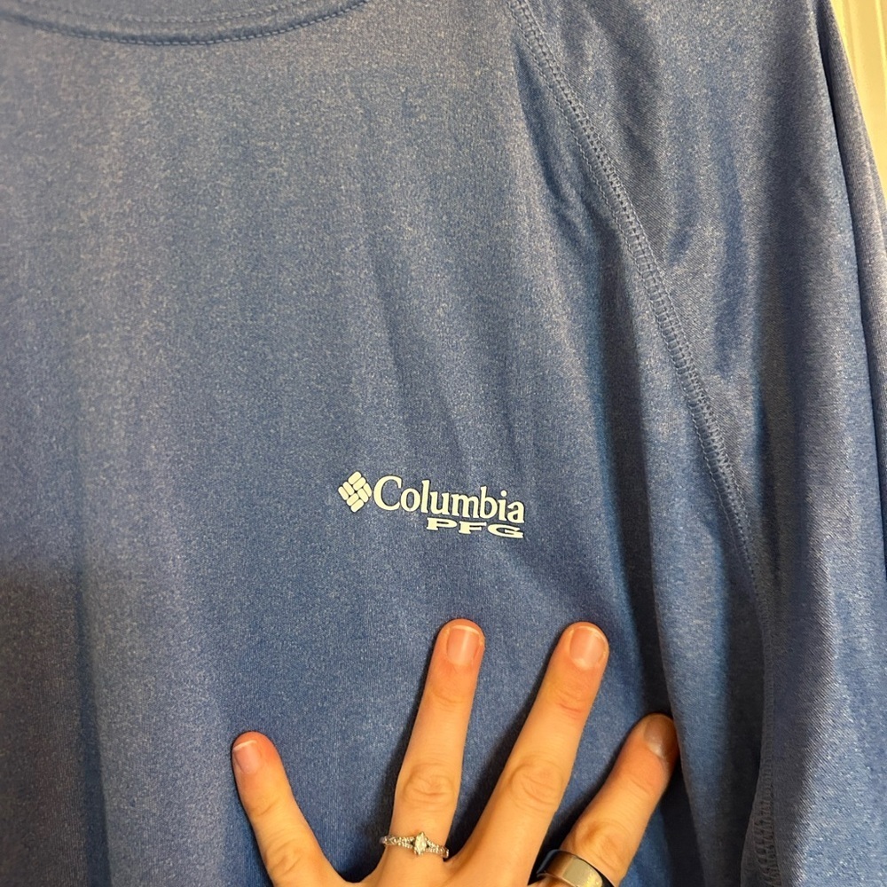 Columbia Men's Ocean Blue Long Sleeve Tee -PFG - Picture 3 of 7